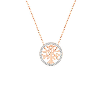 Collier or rose et diamants