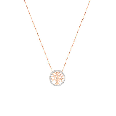 Collier or rose et diamants