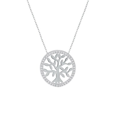 Collier or blanc et diamants