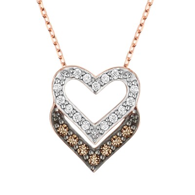 Collier or rose, diamants et diamants bruns