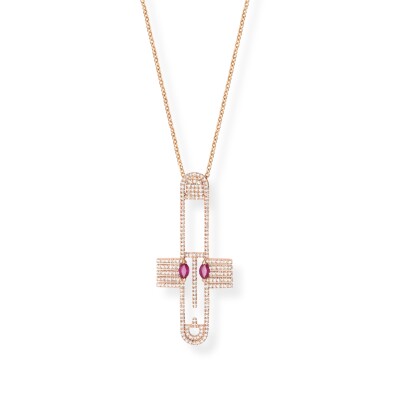 Collier Acalata en or rose, rubis et diamants