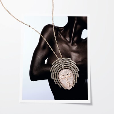 Collier Acalata Ceremony en or rose pavé diamants et diamants bruns