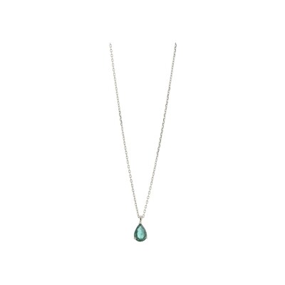 Collier en or blanc et émeraude