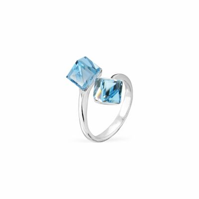 Bague Spark Cube en argent plaqué platine et cristaux