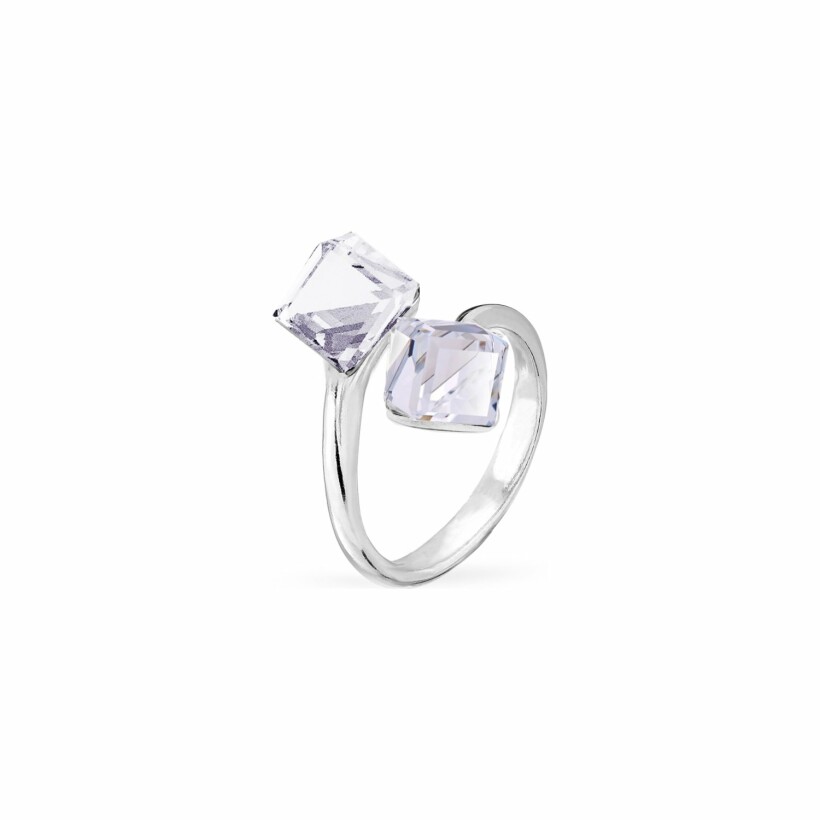 Bague Spark Cube en argent plaqué platine et cristaux