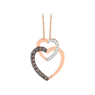 Collier or rose, diamants et diamants bruns