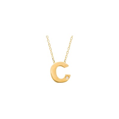 Doux Initiales pendant in yellow gold and diamonds