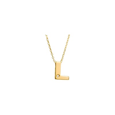 Doux Initiales pendant in yellow gold and diamonds