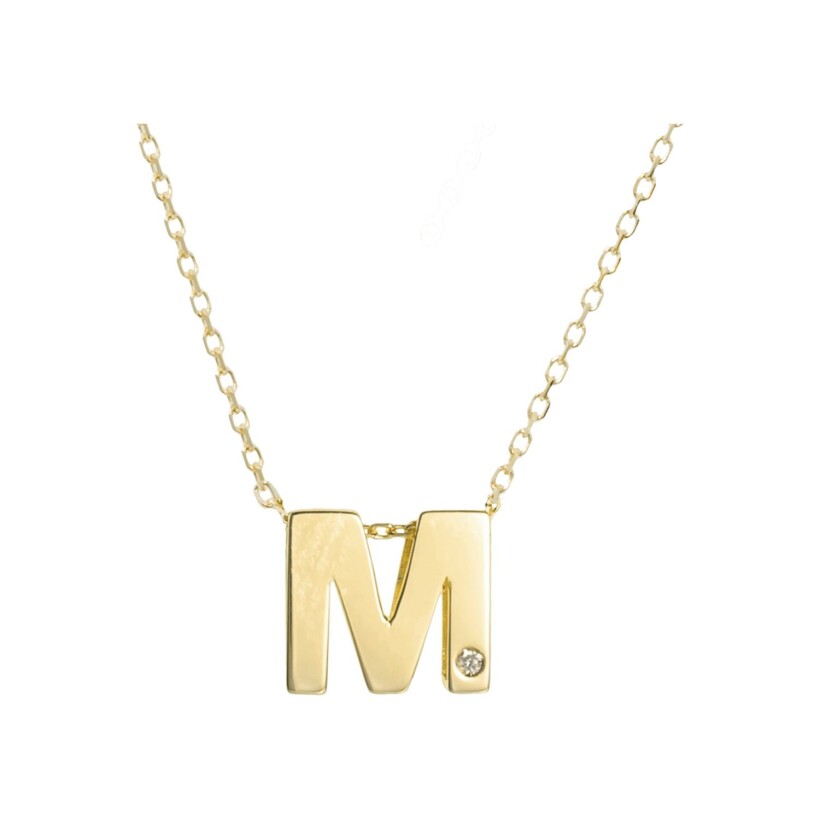 Doux Initiales pendant in yellow gold and diamonds