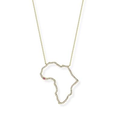 Collier Origine en or jaune, rubis et diamants