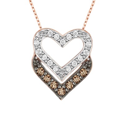 Collier or rose, diamants et diamants bruns