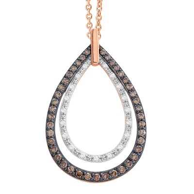 Collier or rose, diamants et diamants bruns