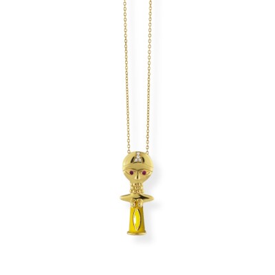 Collier Ashanti en or jaune, diamants et rubis