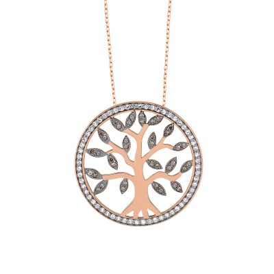 Collier or rose, diamants et diamants bruns