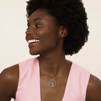 Collier or rose, diamants et diamants bruns