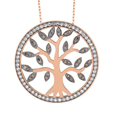 Collier or rose, diamants et diamants bruns