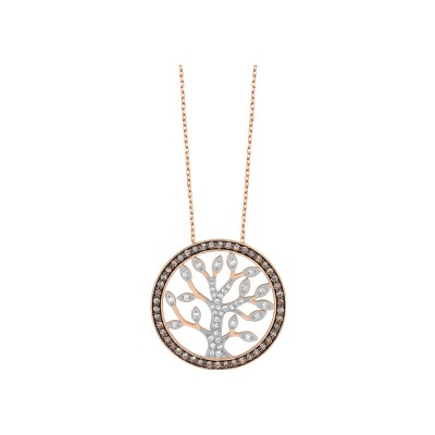 Collier or rose, diamants et diamants bruns