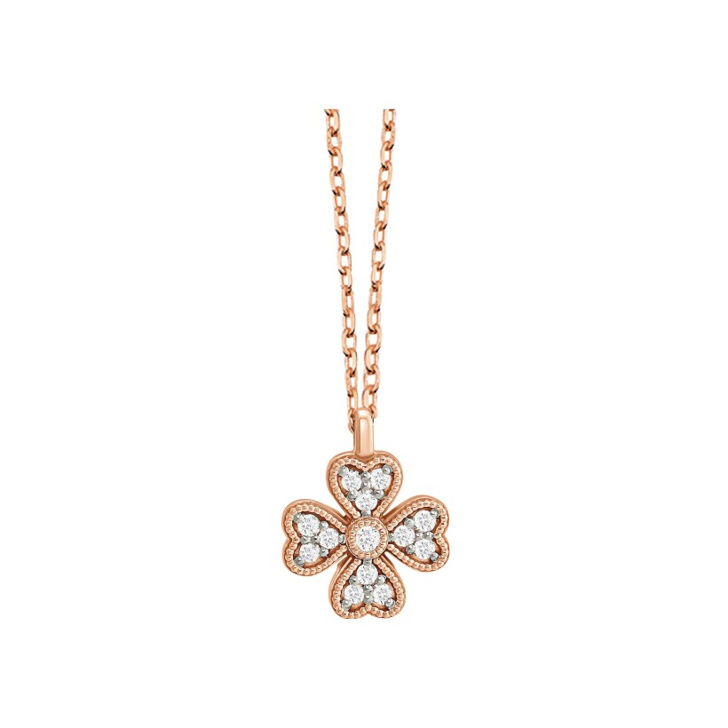 Collier or rose et diamants