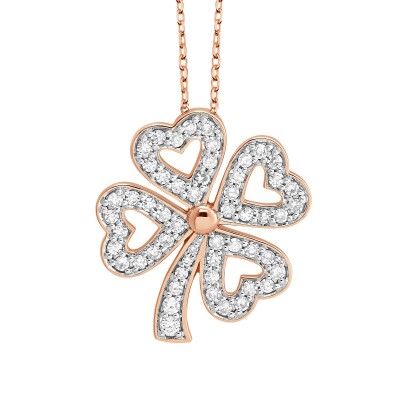 Collier or rose et diamants