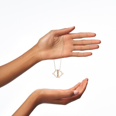 Collier KITA en or jaune, améthyste, citrines, grenat, topaze London et diamants
