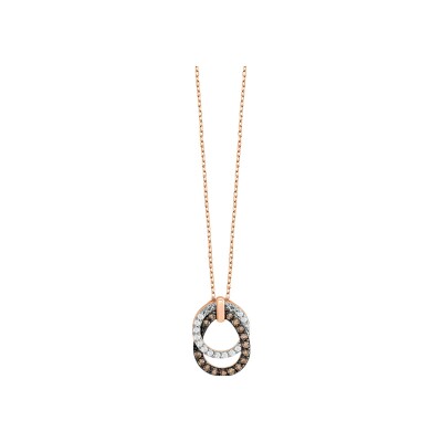 Collier or rose, diamants et diamants bruns