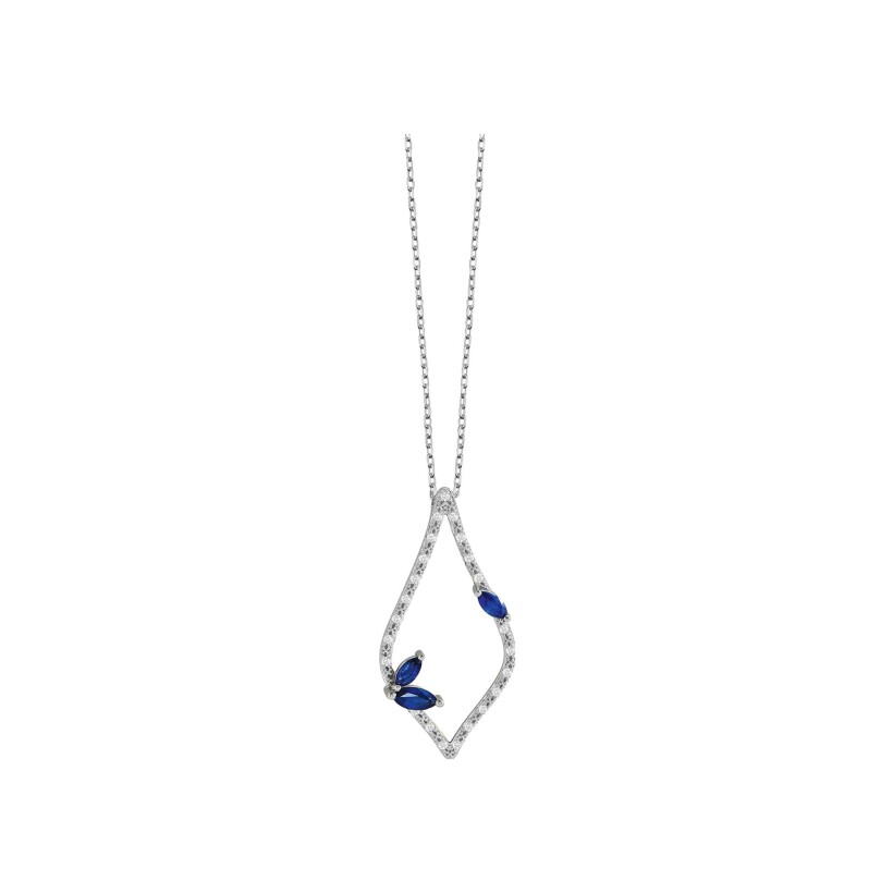 Collier or blanc, diamants et saphirs