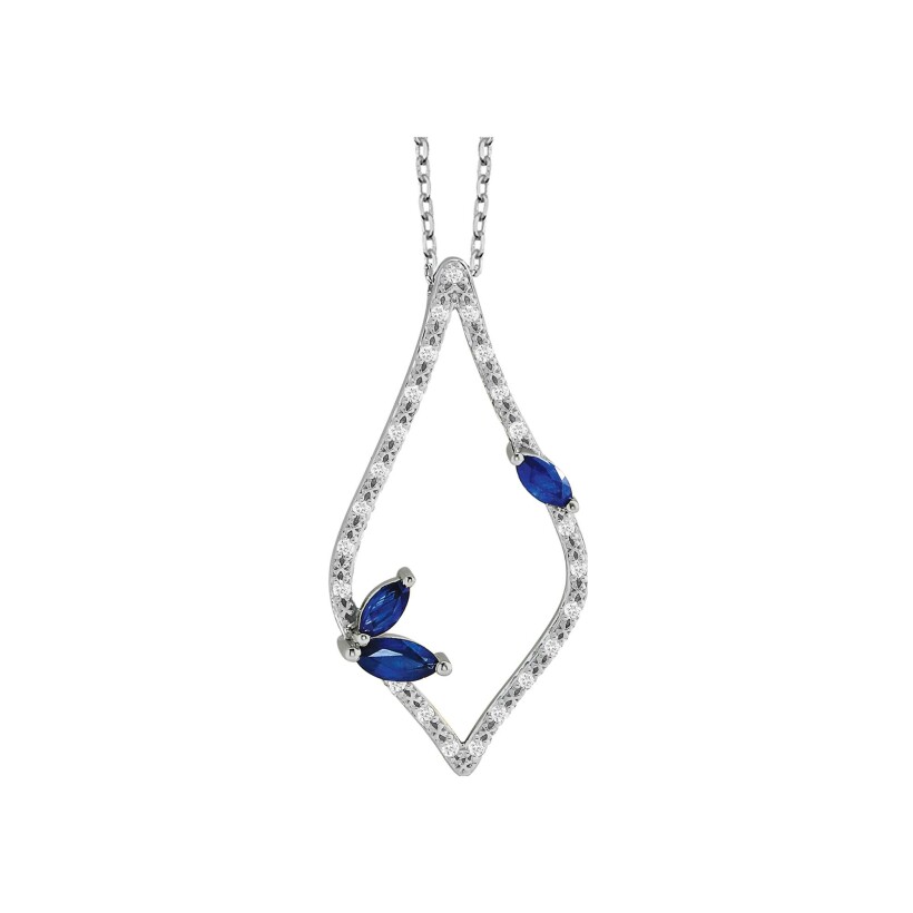 Collier or blanc, diamants et saphirs