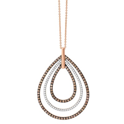 Collier or rose, diamants et diamants bruns