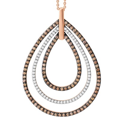 Collier or rose, diamants et diamants bruns