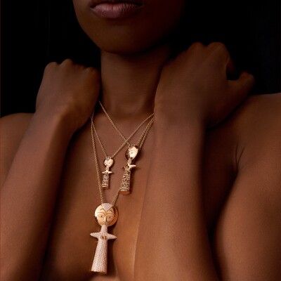 Collier Ashanti en or rose,  diamants et rubis