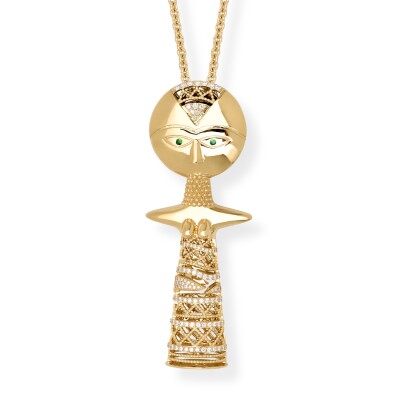 Collier ASHANTI XXL en or jaune, diamants et tsavorites