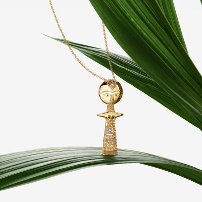 Collier ASHANTI XXL en or jaune, diamants et tsavorites