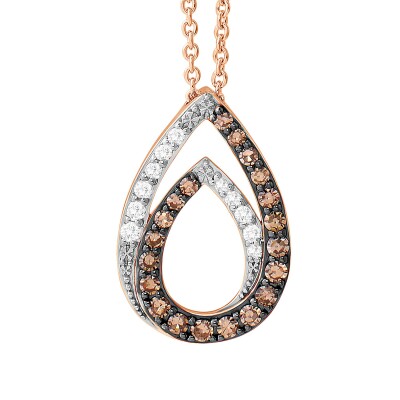 Collier or rose, diamants et diamants bruns