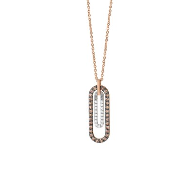 Collier or rose, diamants et diamants bruns