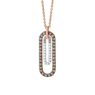 Collier or rose, diamants et diamants bruns