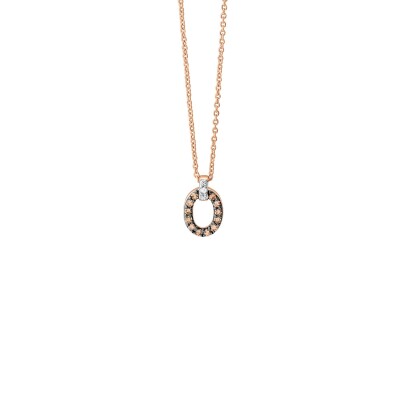 Collier or rose, diamants et diamants bruns