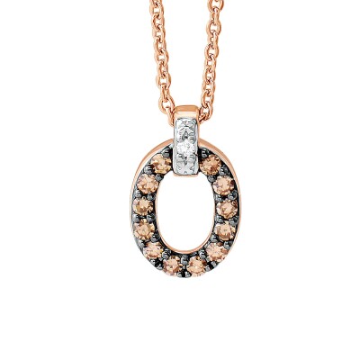 Collier or rose, diamants et diamants bruns