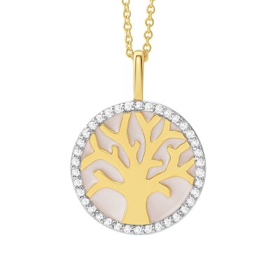 Collier or jaune, diamants et laque blanche