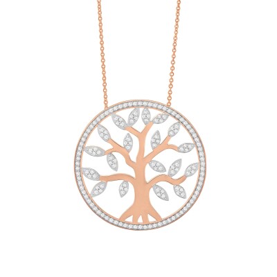 Collier or rose et diamants