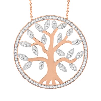 Collier or rose et diamants