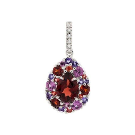 Pendentif Isabelle Langlois en or blanc, améthystes, grenats, rhodolites, saphirs et diamants