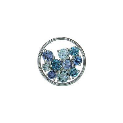 Pendentif Isabelle Langlois Sac de billes en or blanc, topaze bleue, iolite, topaze Bleu London et saphir