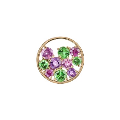 Pendentif Isabelle Langlois Sac de billes en or rose, améthyste, saphir rose et tsavorite