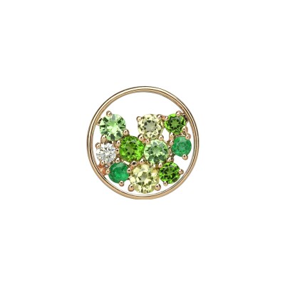 Pendentif Isabelle Langlois Sac de billes en or rose, péridot, diopside, tsavorite, émeraude et diamant