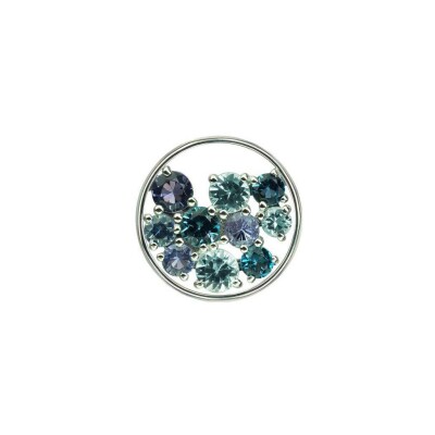 Pendentif Isabelle Langlois Sac de Billes PM en or blanc, topaze bleu, iolite, topaze blue london et saphir