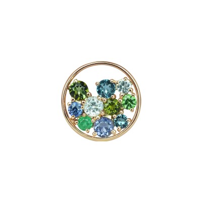 Pendentif Isabelle Langlois Sac de Billes PM en or rose iolite, topaze bleue, tourmaline verte, tsavorite et saphir