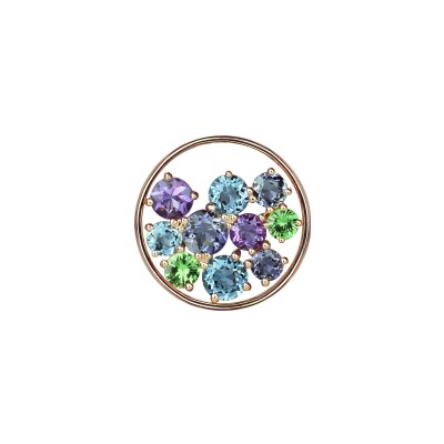 Pendentif Isabelle Langlois Sac de billes en or rose, topazes, iolites, améthystes et tsavorites