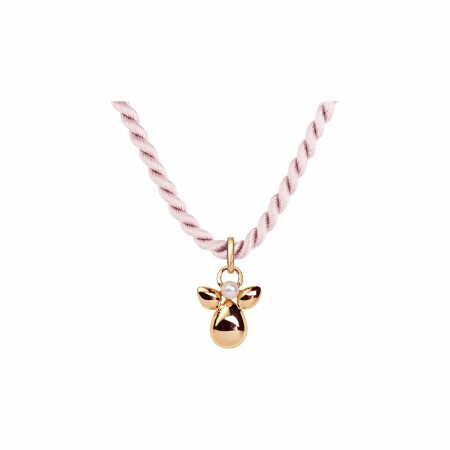 Pendentif Isabelle Langlois Mon Ange en or rose perle blanche