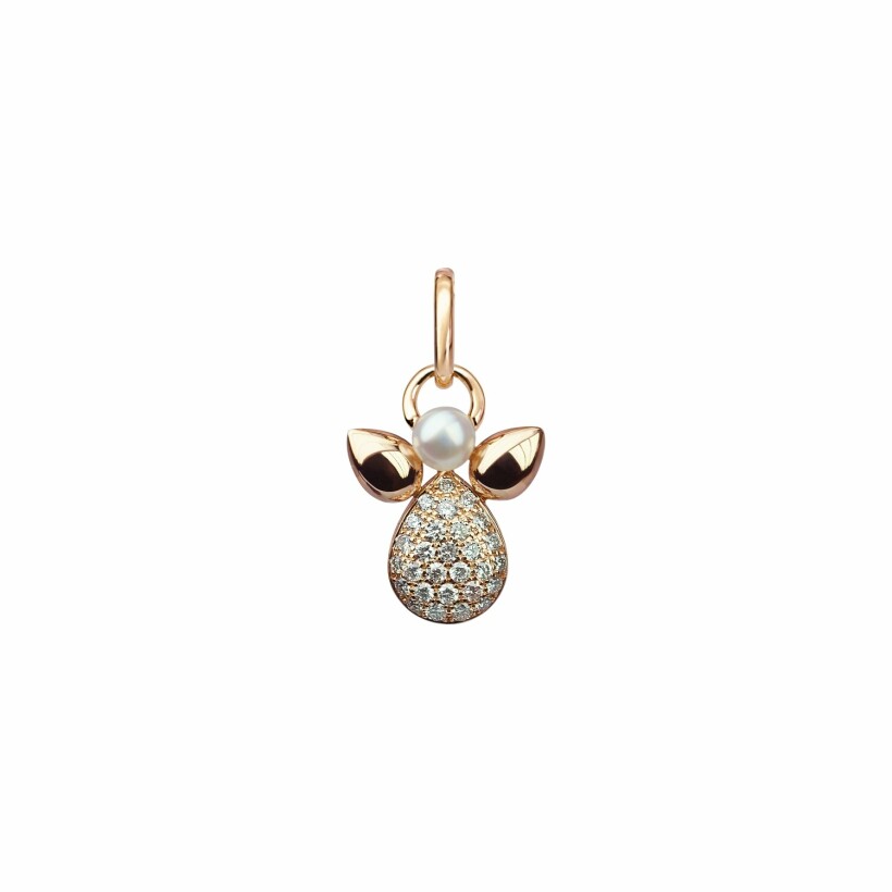 Pendentif Isabelle Langlois Mon Ange Zachariel en or rose, diamant et perle blanche 