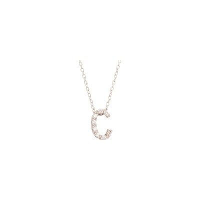 Doux Initials pendant in white gold and diamond
